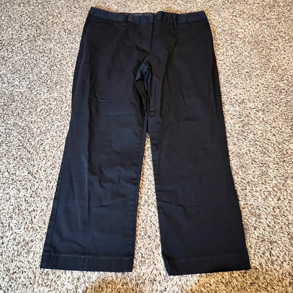 Lands End‎ Black Straight Leg Chino Trousers Womens Size 16 Mid Rise Work Pants